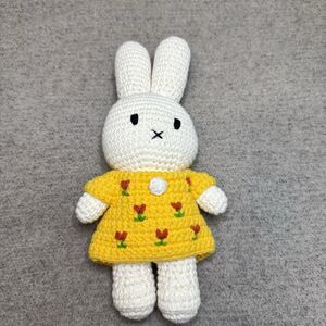 Just Dutch Miffy Hand Crochet Plushie 9” Yellow Dress Collectible Bunny Rare